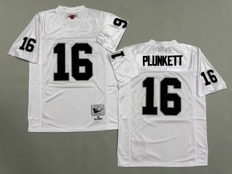 Men 2025 Nike Oakland Raiders #16 Plunkett white Throwback Limited NFL Jersey style 003